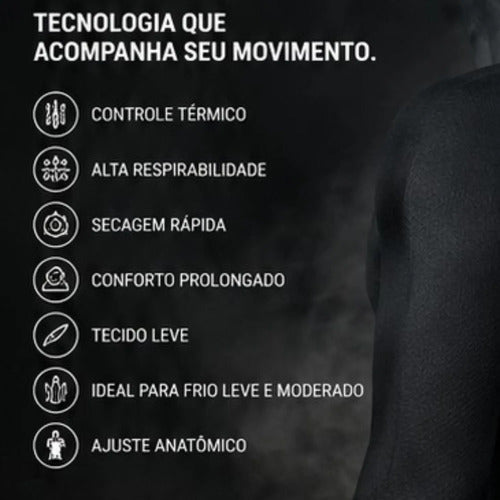 Camisa Térmica Segunda Pele Curtlo Thermoskin Manga Longa Masculina Preto