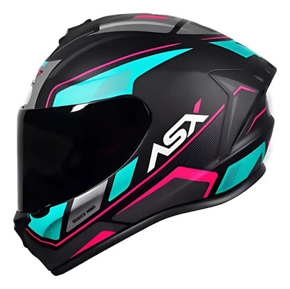Capacete ASX Draken Wind Preto Azul Rosa Fosco