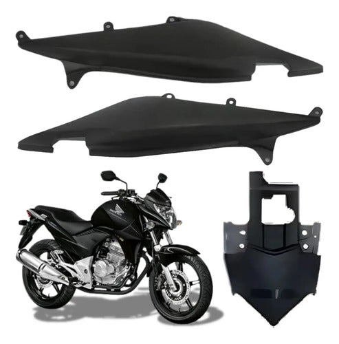 Kit Rabeta Lateral Completa Paramotos Honda Cb 300r 2013 em diante Preto Fosco