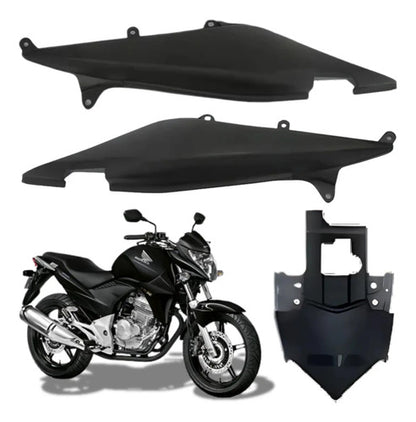 Kit Rabeta Lateral Completa Paramotos Honda Cb 300r 2013 em diante Preto Fosco