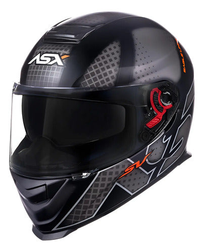Capacete ASX Eagle SV Lines com Óculos Solar Interno Preto Prata Grafite Fosco