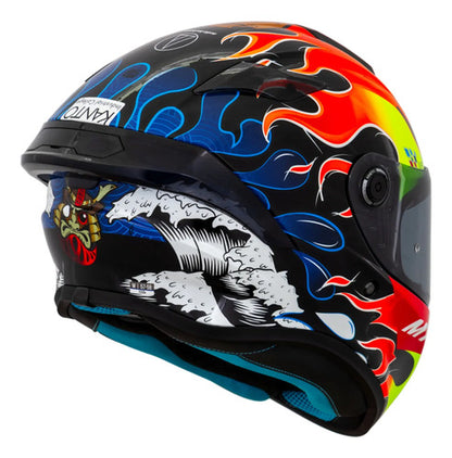 Capacete MT Helmets Targo S Yamanaka 2024 Preto Vermelho Laranja Brilhante