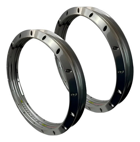 Par de Aros de Roda GS Monaco Yamaha Crosser 150 1.85x19 e 2.15x17 Prata Cromado