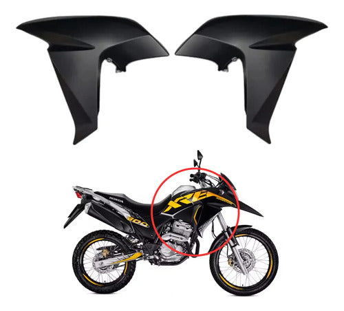 Par de Aletas Abas do Tanque Paramotos Honda Xre 300 2016 a 2018 Preto