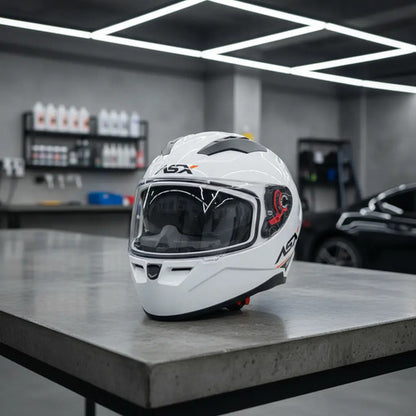Capacete ASX City SV Solid com Óculos Solar Interno Branco Brilhante Tamanho 54/XS