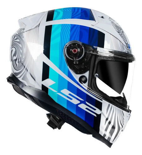 Capacete LS2 FF811 Vector II Freedom com Óculos Solar Interno Branco Prata Brilhante