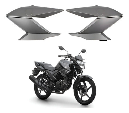 Par de Guias de Ar Abas do Tanque Paramotos Yamaha Fazer 150 2016 a 2021 Cinza Fosco