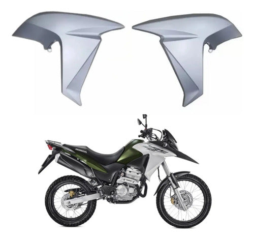Par de Aletas Abas do Tanque Paramotos Honda Xre 300 2016 a 2018 Prata Fosco