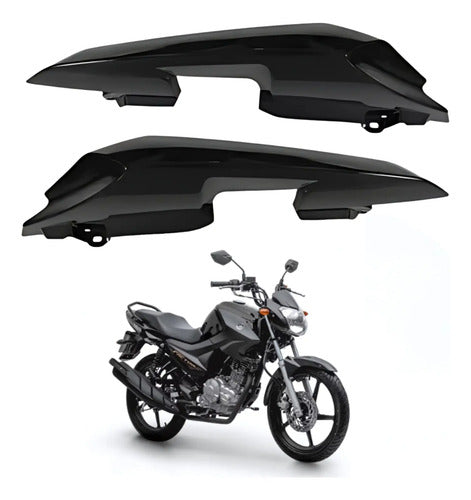 Par de Rabetas Laterais Paramotos Yamaha Factor 150 2016 a 2024 Preto Metálico