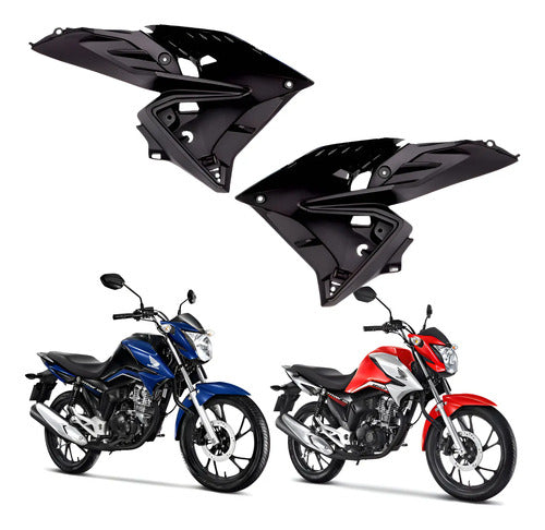 Par de Acabamentos Internos da Aba do Tanque Paramotos Honda Cg 160 Titan 2022 a 2024 Preto