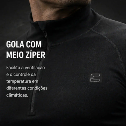 Blusa Térmica Segunda Pele Curtlo Thermoplus com Zíper Masculina Preto