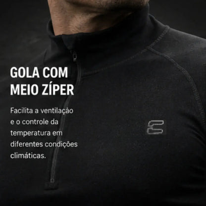 Blusa Térmica Segunda Pele Curtlo Thermoplus com Zíper Masculina Preto
