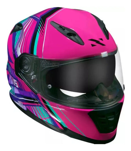 Capacete Norisk FF302 Advance com Óculos Solar Interno Rosa Brilhante Tamanho 60/L