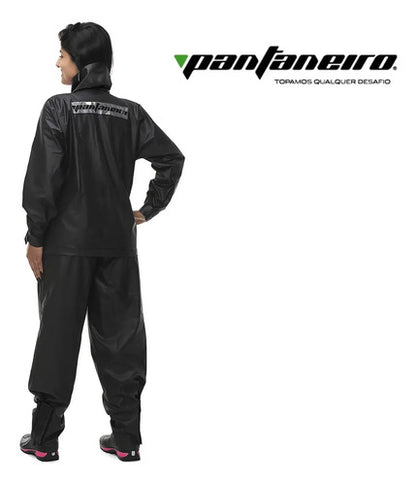 Capa de Chuva Conjunto Pantaneiro PVC com Gola Feminina Preto