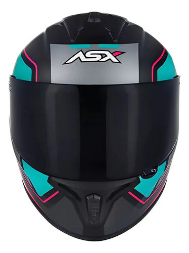 Capacete ASX Draken Wind Preto Azul Rosa Fosco