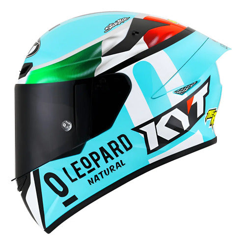 Capacete KYT TT-Course Dennis Foggia Leopard Azul Brilhante