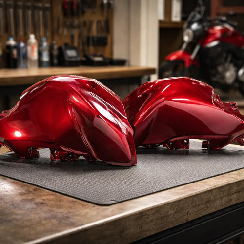 Par de Capas do Tanque Paramotos Honda Cg 160 Titan 2025 em diante Vermelho