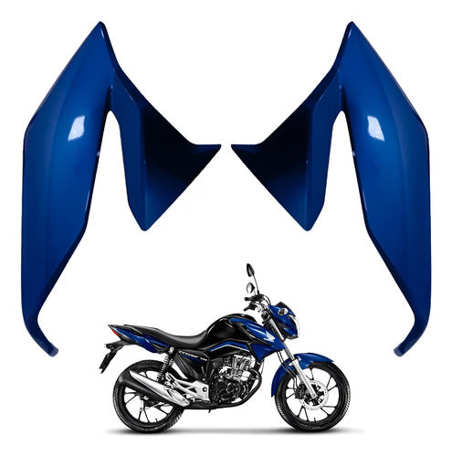 Par de Aletas Abas do Tanque Paramotos Honda Cg 160 Titan 2022 a 2024 Azul