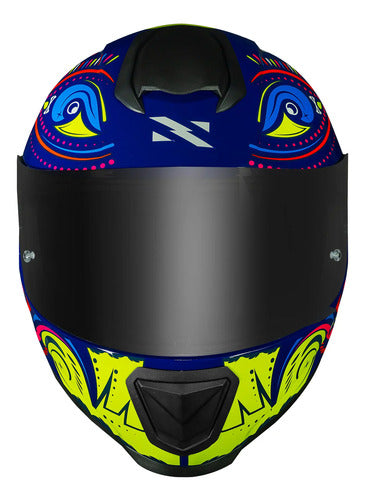Capacete Norisk Razor Circus Azul Amarelo Brilhante Tamanho 62/XL