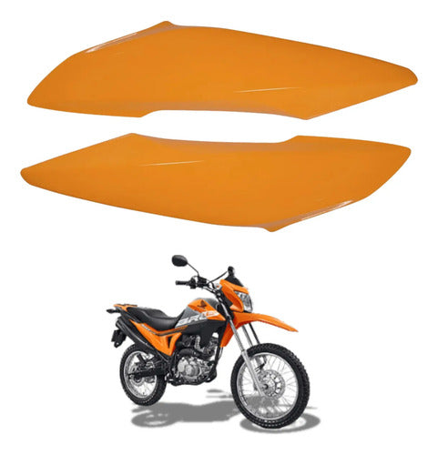 Par de Abas do Tanque Paramotos Honda Bros 160 2015 a 2021 Laranja