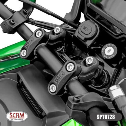 Riser Fixo Adaptador de Guidão Scam Bajaj Dominar 400 2023 em diante Preto Fosco