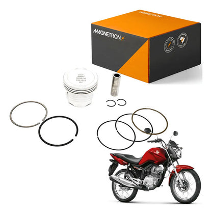 Kit Pistão com Anéis Magnetron Honda Cg 125 Fan 2009 a 2015 0,75 mm
