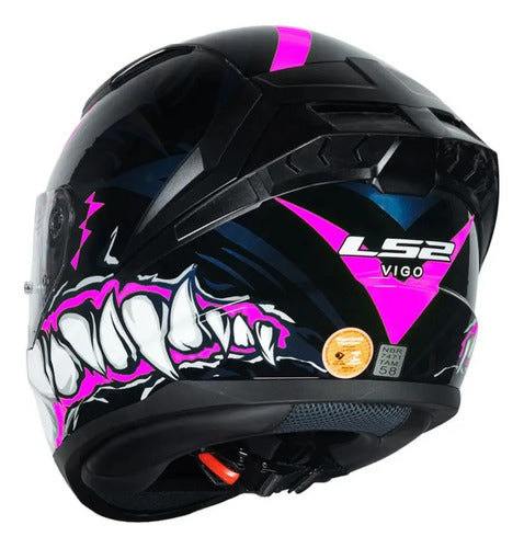 Capacete LS2 FF810 Vigo Sarbul Preto Rosa Brilhante