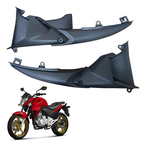 Par de Acabamentos Internos da Aba do Tanque Paramotos Honda Cb 300r 2013 em diante Preto
