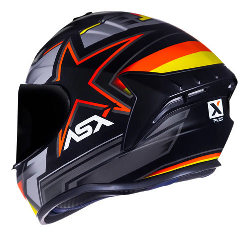 Capacete ASX Draken Pilot Alemanha Preto Vermelho Amarelo Fosco