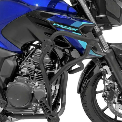 Protetor de Motor com Pedaleira Scam Yamaha Fazer Fz25 250 2018 em diante Preto Fosco