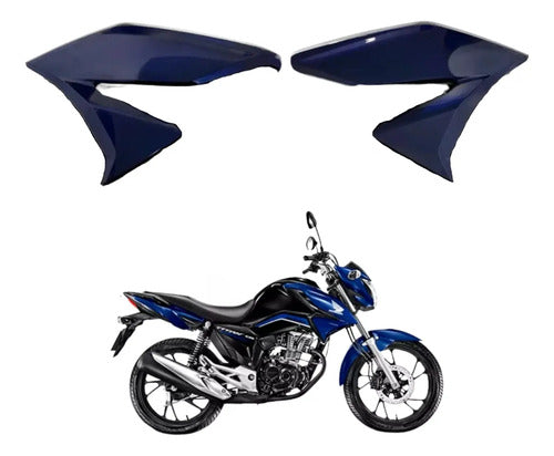 Par de Aletas Abas do Tanque Paramotos Honda Cg 160 Titan 2022 a 2024 Azul Spencer