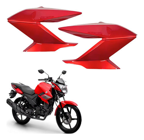 Par de Guias de Ar Abas do Tanque Paramotos Yamaha Fazer 150 2014 a 2024 Vermelho Metálico