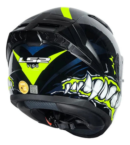 Capacete LS2 FF810 Vigo Sarbul Preto Amarelo Azul Brilhante