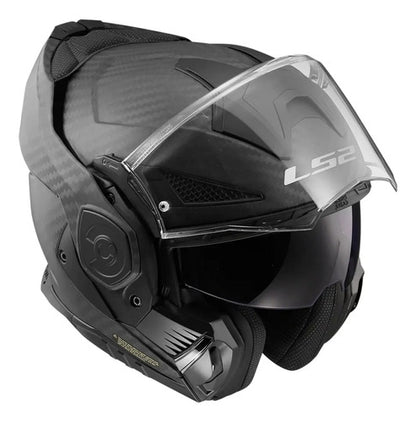 Capacete Escamoteável LS2 FF901 Advant X Carbon Solid com Óculos Solar Preto Fosco