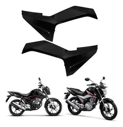 Par de Tampas Laterais Dianteiras Paramotos Honda Cg 160 Titan 2016 a 2023 Preto Brilhante