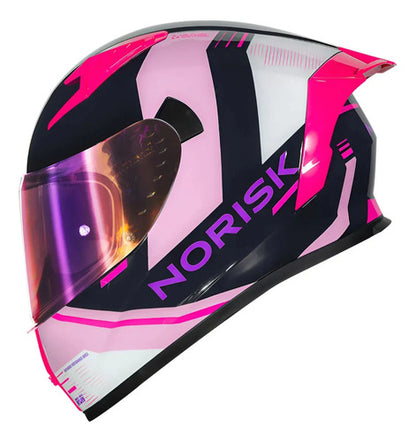 Capacete Norisk Flow Run com 2 Viseiras e Spoiler Rosa Azul Brilhante Tamanho 56/S