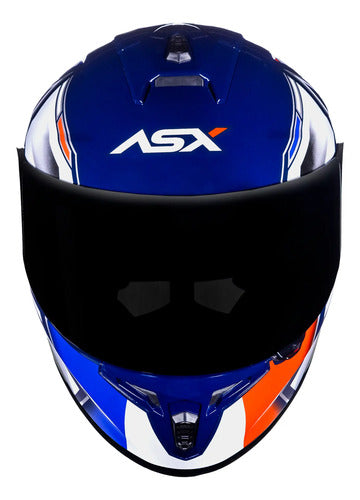 Capacete ASX Draken Pilot Azul Branco Vermelho Brilhante