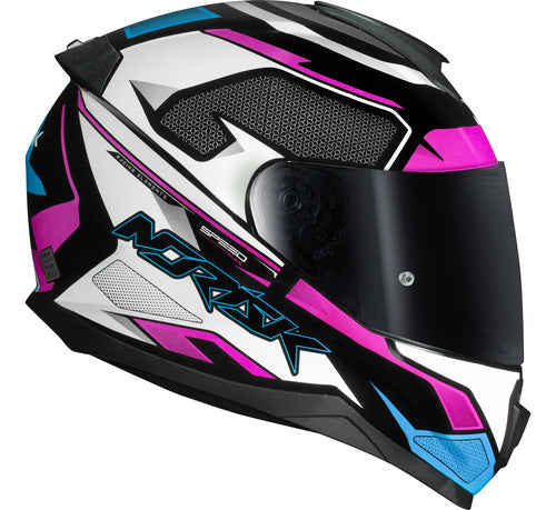 Capacete Norisk Razor Speedmax Preto Rosa Branco Brilhante Tamanho 56/S
