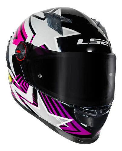 Capacete LS2 FF358 Pro Estellar com Spoiler Preto Roxo Rosa