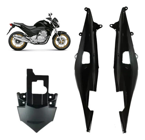 Kit Rabeta Lateral Completa Paramotos Honda Cb 300r 2009 em diante Preto Adaptável Brilhante