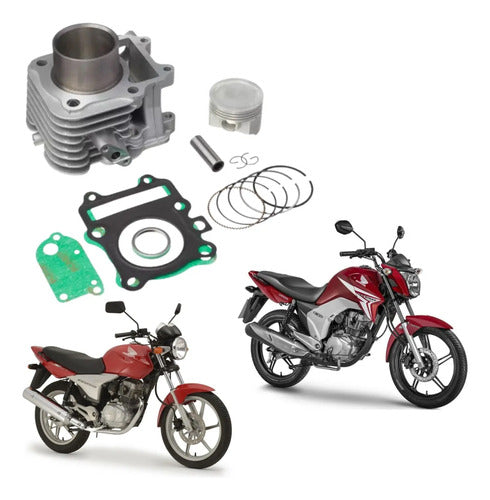 Kit Cilindro Pistão e Anéis KMP Honda Cg 150 Titan Fan 2004 a 2015 Bros 150 2003 a 2015 220 cc