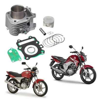 Kit Cilindro Pistão e Anéis KMP Honda Cg 150 Titan Fan 2004 a 2015 Bros 150 2003 a 2015 220 cc
