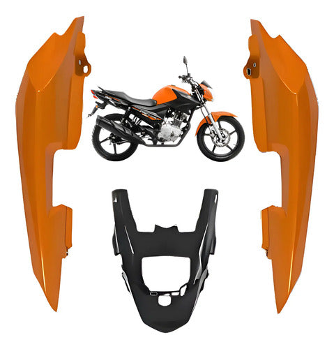 Rabeta Lateral Completa Paramotos Yamaha Factor 150 2016 a 2017 Laranja Metálico