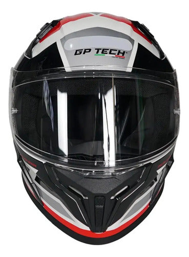 Capacete GP Tech Sense Line Up Branco Vermelho Preto Brilhante