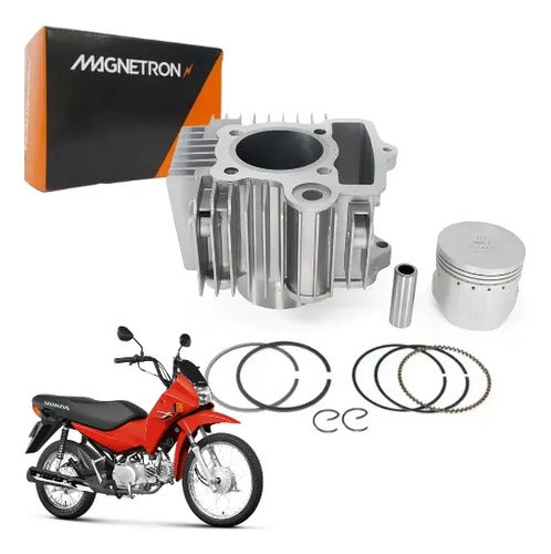 Kit Cilindro Pistão e Anéis Magnetron Honda Pop 100 2009 em diante