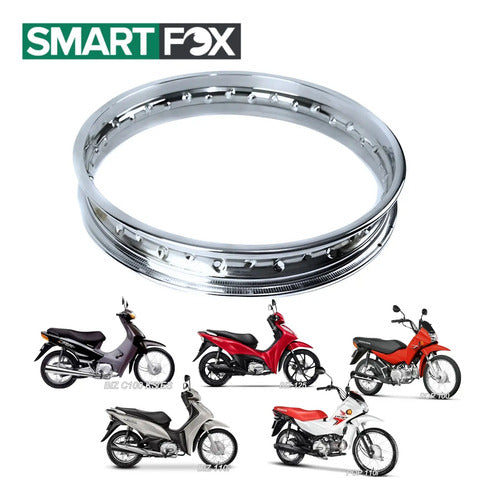 Aro de Roda Traseira Smartfox Honda Pop Biz 100 Biz 125 Pop 110i Biz 110i 1.60x14 Cromado