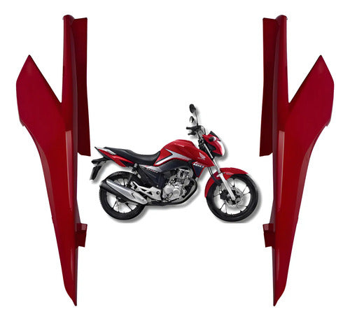 Par de Rabetas Laterais Paramotos Honda Cg 160 Titan 2022 a 2024 Vermelho Guaraú