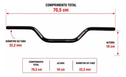 Guidão Monaco Honda Cb 250f Twister 2016 a 2022 Preto Brilhante