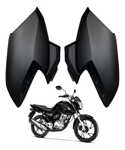 Par de Aletas Abas do Tanque Paramotos Honda Cg 160 Fan 2022 a 2024 Preto Fosco