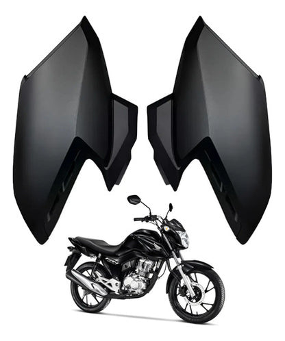 Par de Aletas Abas do Tanque Paramotos Honda Cg 160 Fan 2022 a 2024 Preto Fosco